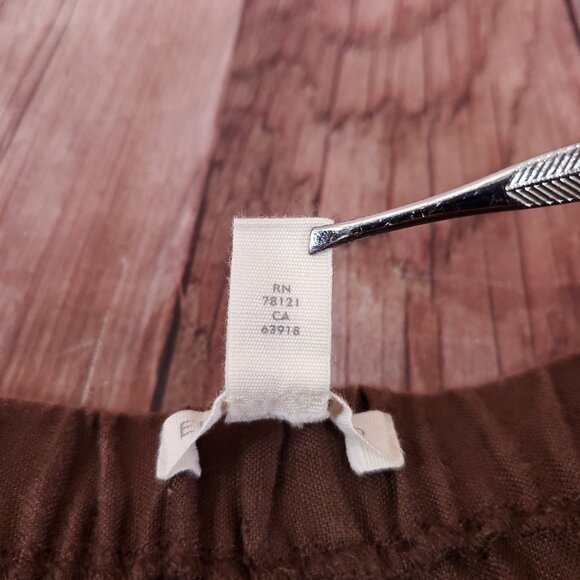 Eileen Fisher Womens Small 100% Organic Linen Wide Leg Pull On Pants Brown - Picture 8 of 12